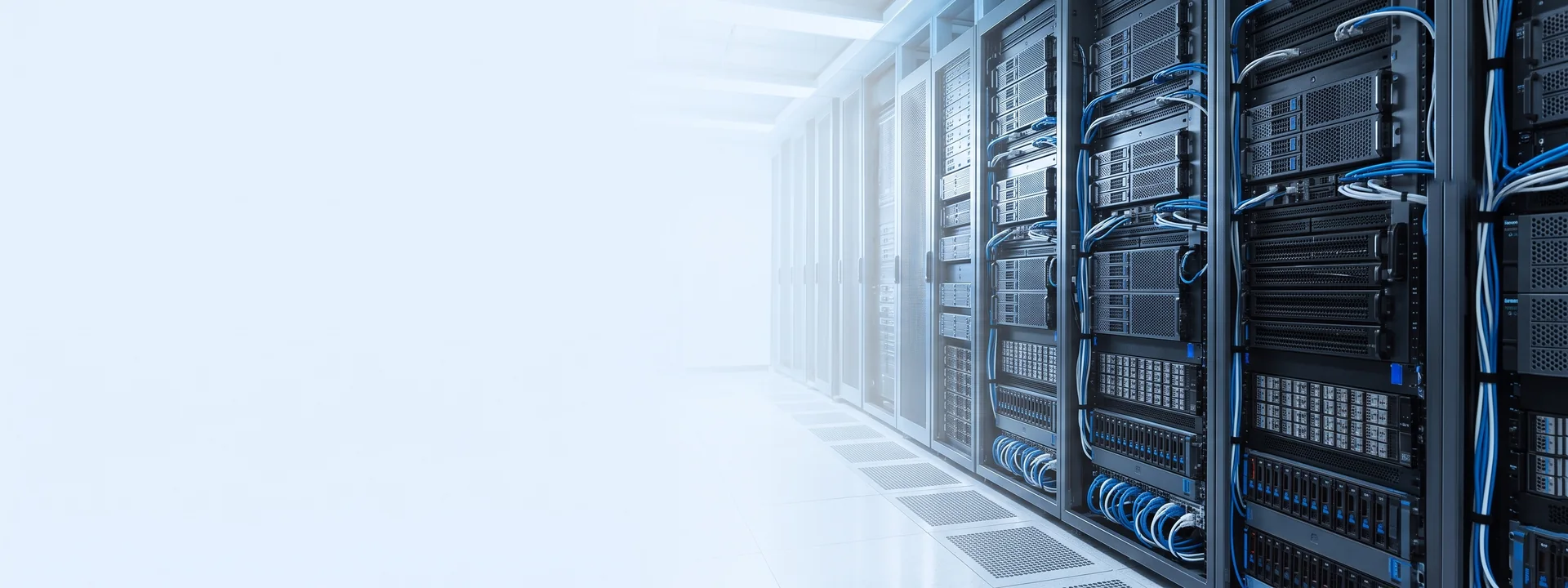 Enterprise data center aisle with server racks