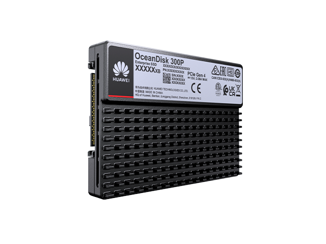 Huawei OceanDisk 300P High-Performance SSD (PCIe 4.0 / 5.0) — three-quarter view (OceanDisk 300P High-Performance SSD 1.92 TB (PCIe 4.0, 1 DWPD), OceanDisk 300P High-Performance SSD 3.84 TB (PCIe 4.0, 1 DWPD), OceanDisk 300P High-Performance SSD 7.68 TB (PCIe 4.0, 1 DWPD), OceanDisk 300P High-Performance SSD 15.36 TB (PCIe 4.0, 1 DWPD), OceanDisk 300P High-Performance SSD 1.6 TB (PCIe 4.0, 3 DWPD), OceanDisk 300P High-Performance SSD 3.2 TB (PCIe 4.0, 3 DWPD), OceanDisk 300P High-Performance SSD 6.4 TB (PCIe 4.0, 3 DWPD), OceanDisk 300P High-Performance SSD 12.8 TB (PCIe 4.0, 3 DWPD), OceanDisk 300P High-Performance SSD 1.92 TB (PCIe 5.0, 1 DWPD), OceanDisk 300P High-Performance SSD 3.84 TB (PCIe 5.0, 1 DWPD), OceanDisk 300P High-Performance SSD 7.68 TB (PCIe 5.0, 1 DWPD), OceanDisk 300P High-Performance SSD 15.36 TB (PCIe 5.0, 1 DWPD), OceanDisk 300P High-Performance SSD 30.72 TB (PCIe 5.0, 1 DWPD), OceanDisk 300P High-Performance SSD 1.6 TB (PCIe 5.0, 3 DWPD), OceanDisk 300P High-Performance SSD 3.2 TB (PCIe 5.0, 3 DWPD), OceanDisk 300P High-Performance SSD 6.4 TB (PCIe 5.0, 3 DWPD), OceanDisk 300P High-Performance SSD 12.8 TB (PCIe 5.0, 3 DWPD))