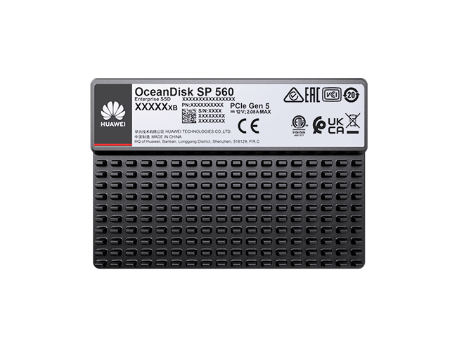 Huawei OceanDisk SP 560 High-Performance AI SSD — label-view view (OceanDisk SP 560 High-Performance AI SSD 3.84 TB (1 DWPD), OceanDisk SP 560 High-Performance AI SSD 7.68 TB (1 DWPD), OceanDisk SP 560 High-Performance AI SSD 15.36 TB (1 DWPD), OceanDisk SP 560 High-Performance AI SSD 30.72 TB (1 DWPD), OceanDisk SP 560 High-Performance AI SSD 3.2 TB (3 DWPD), OceanDisk SP 560 High-Performance AI SSD 6.4 TB (3 DWPD), OceanDisk SP 560 High-Performance AI SSD 12.8 TB (3 DWPD), OceanDisk SP 560 High-Performance AI SSD 25.6 TB (3 DWPD))
